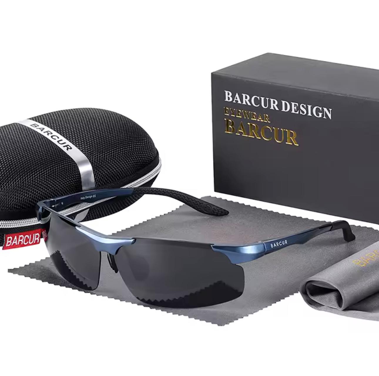 BARCUR Aluminium Magnesium Frame Brand Designer Sunglasses- Blue Gray