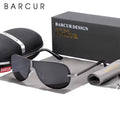 BARCUR Polarized Black Sunglasses Male Rimless Men Driving Night Vision - Black Black