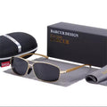 BARCUR Rectangle Polarized Sunglasses - Gold Gray