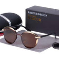BARCUR Luxury Polarized Sunglasses Women Round Sun Glassess Ladies Lunette De Soleil Femme-Brown Brown