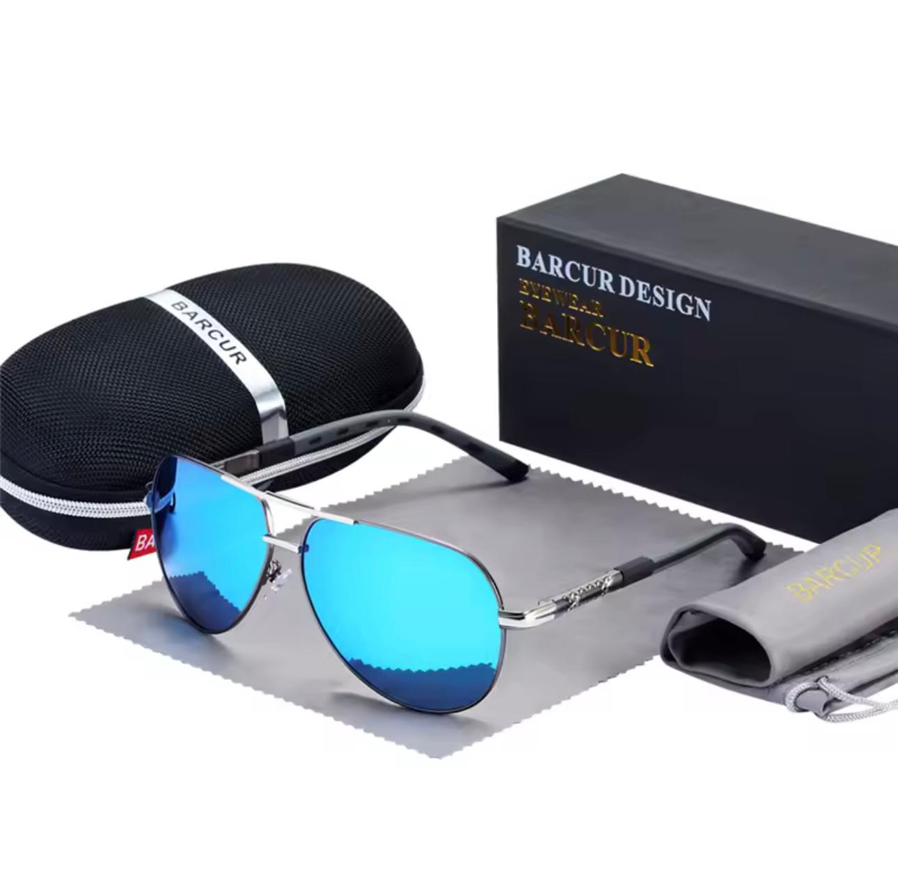 BARCUR Aluminum Vintage Men's Sunglasses Men Polarized Coating Classic Sun Glasses Women Shade Male Driving Accessories Eyewear-GunBlue