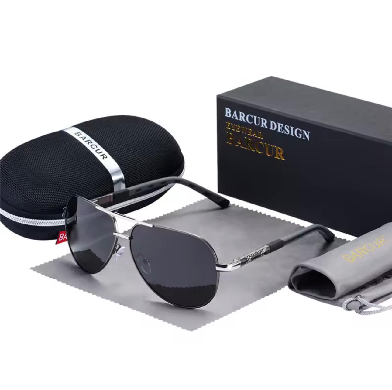 BARCUR Aluminum Vintage Men's Sunglasses Men Polarized Coating Classic Sun Glasses Women Shade Male Driving Accessories Eyewear_GunBlack