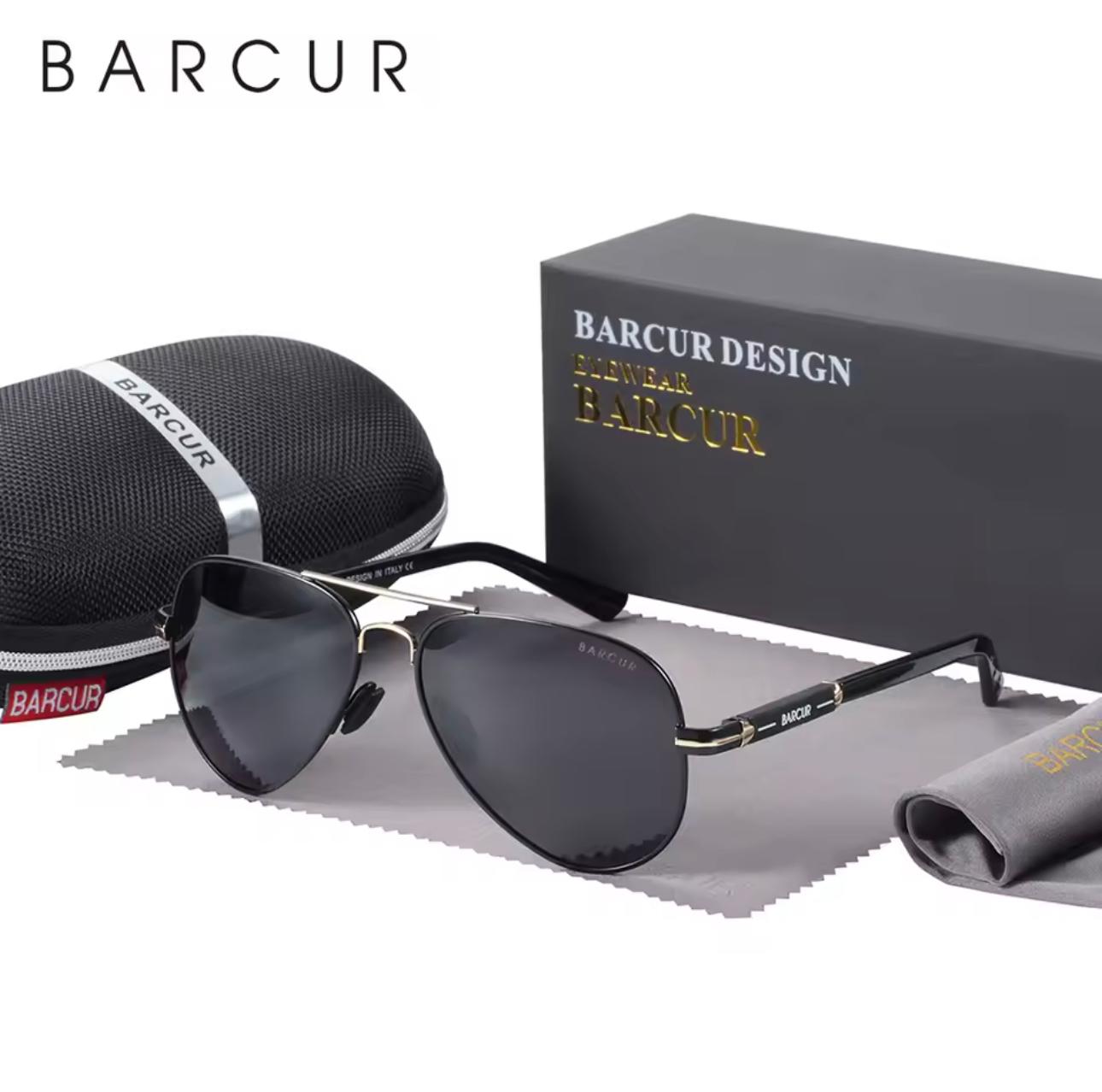 BARCUR Aluminum Vintage Men's Sunglasses Men Polarized Coating Classic Sun Glasses Women Shade Male Driving Accessories Eyewear-GoldGray