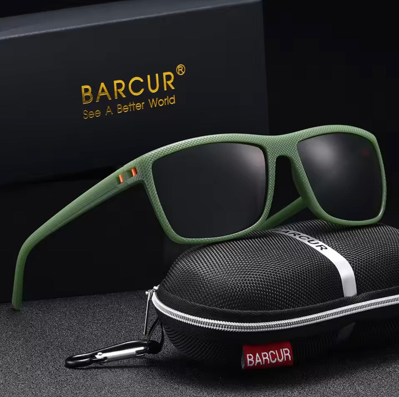 BARCUR Brand Classic Men Sunglasses Comfort Durable PC Rectangular Frame TAC Lens Versatile Age Polarized Sunglasses- Gren Gray