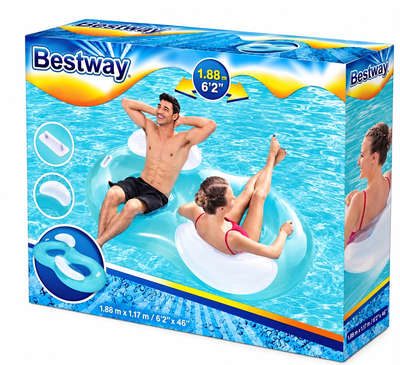 Bestway Double Ring Inflatable Lounge – 188 × 117 cm