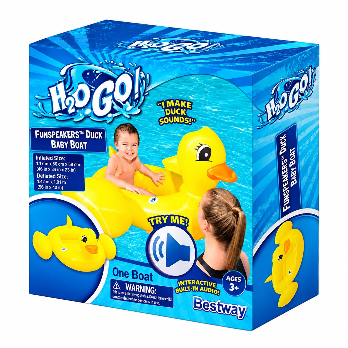 BESTWAY H2OGO! Funspeakers Duck Baby Boat – 102 × 99 cm