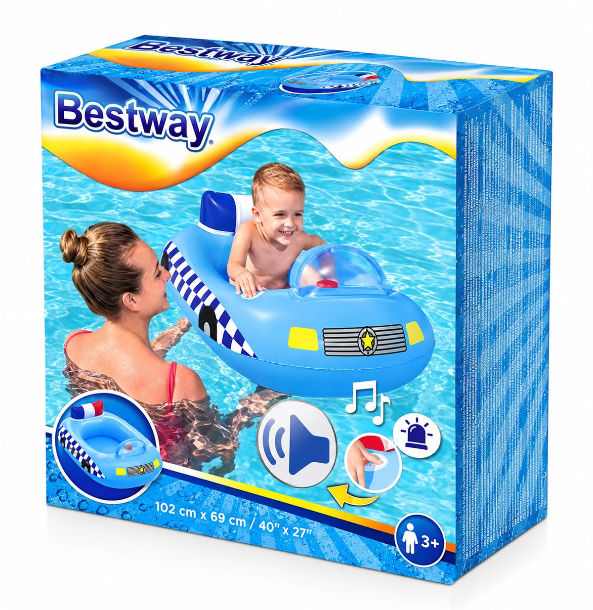 BESTWAY Funspeakers Police Car Baby Boat – 102 × 69 cm