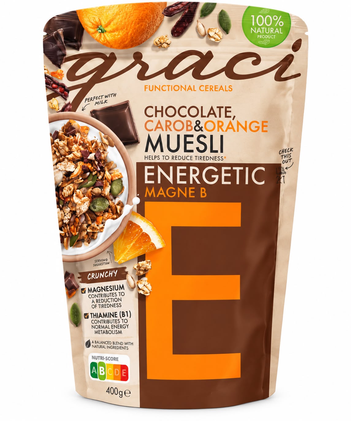 Graci Energetic Chocolate, Carob & Orange Muesli – 400g