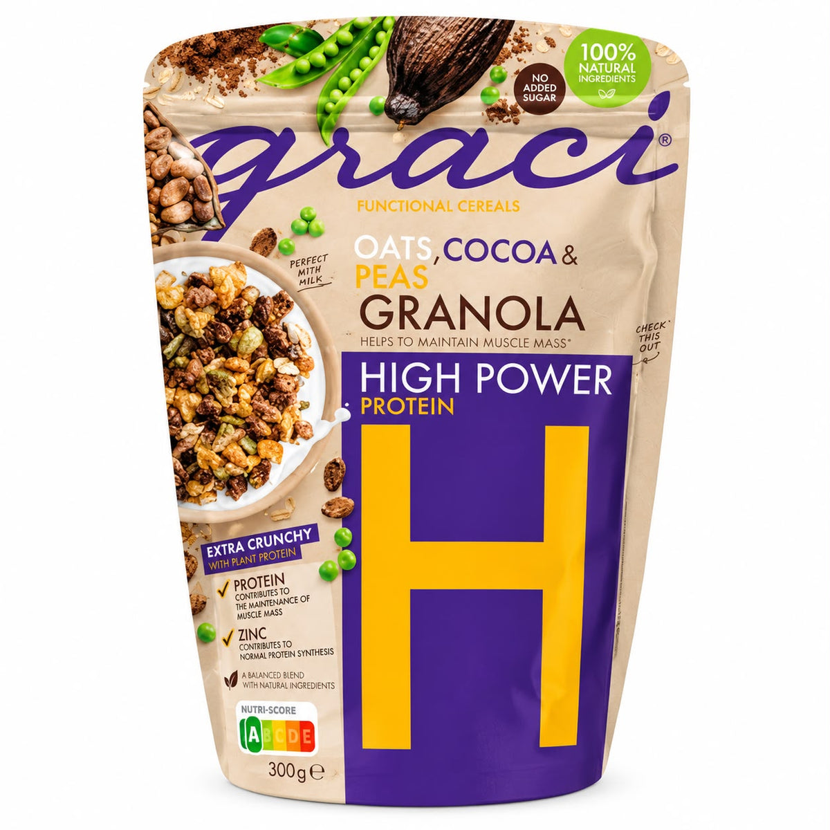 Graci High Power Protein Granola – Oats, Cocoa & Peas – 300g