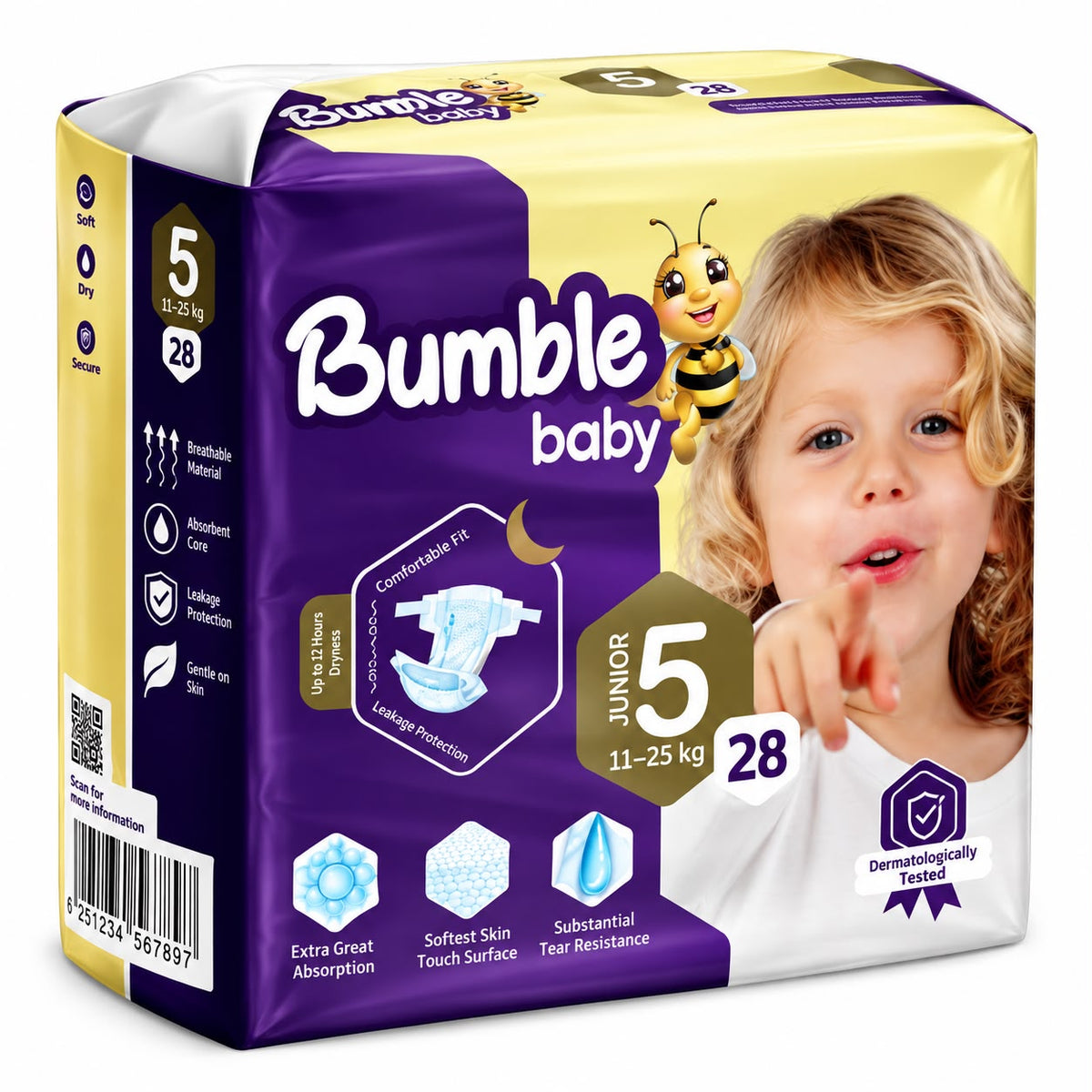 Bumble Baby Diapers Size 5 – 28 Pieces (11–18 kg)