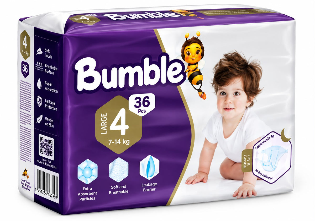 Bumble Baby Diapers Size 4 – 36 Pieces (7–18 kg)