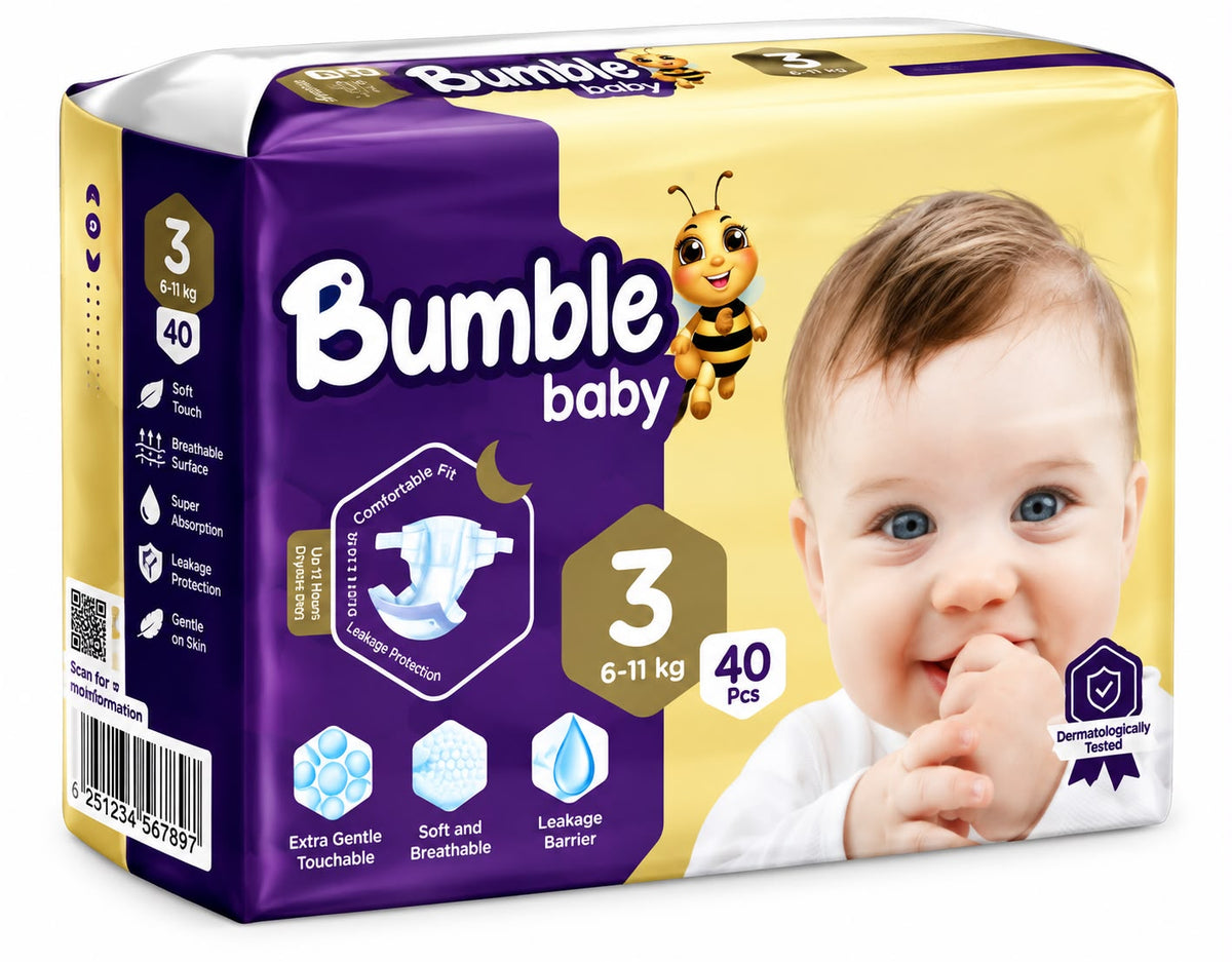 Bumble Baby Diapers Size 3 – 40 Pieces (4–9 kg)