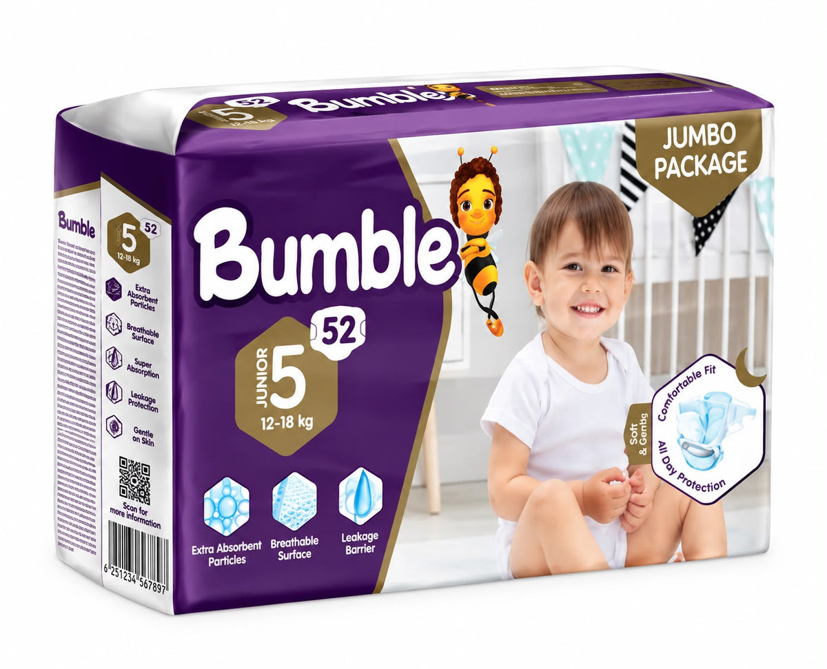 Bumble Baby Diapers Size 5 Jumbo Pack – 52 Pieces (11–18 kg)
