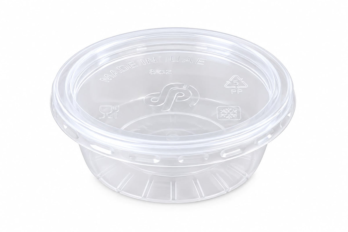 Clear Plastic Food Container with Lid – 8 oz