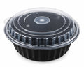Round Black Microwave Reheatable Food Container with Clear Lid